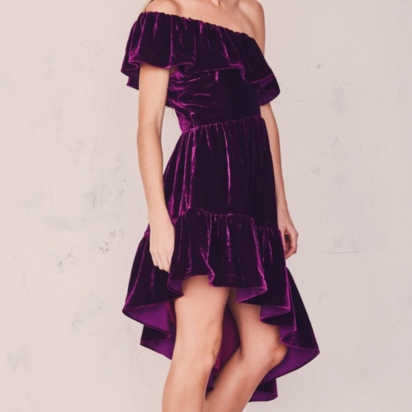 LoveShackFancy Purple Velvet Pamela Party Dress 0 - Picture 3 of 5